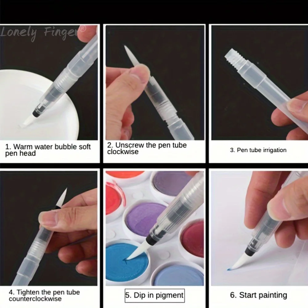 9PCS Watercolor Brush Pens, Refillable Ink and Water Brush Pens for Paints, Artists, Painting, Calligraphy 3