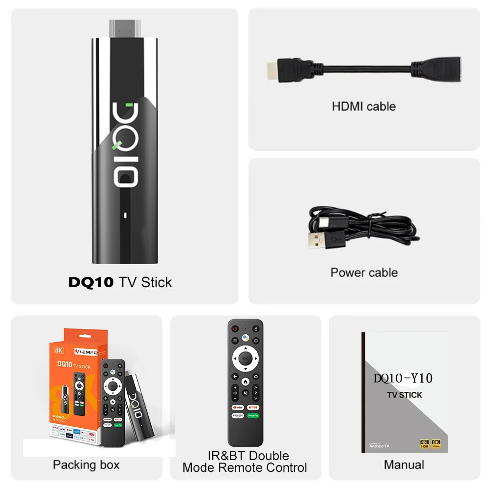 LEMFO ATV 미니 TV 스틱, 안드로이드 13 Allwinner H618 쿼드 코어 Cortex A53 지지대 8K 비디오, 4K Wifi6 음성 원격 스마트 TV 박스, DQ10