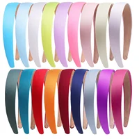 1/2pcs Plain 3CM Wide Satin Headband Girls Fabric Covered Resin Hairbands Plastic Hair Hoop Kids Elastic Bands Hair Accessories