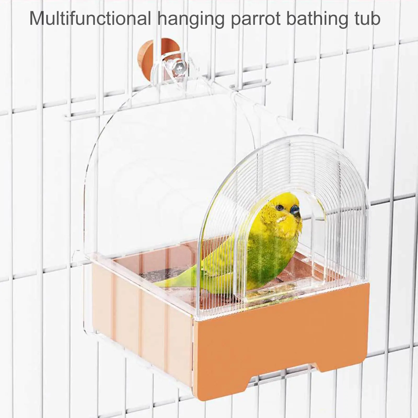 Clear Parrot Bathtub Shower Box Bird Bathtub with Screw Hooks Hanging Bird Bath Bowl House For Small and Medium Birds