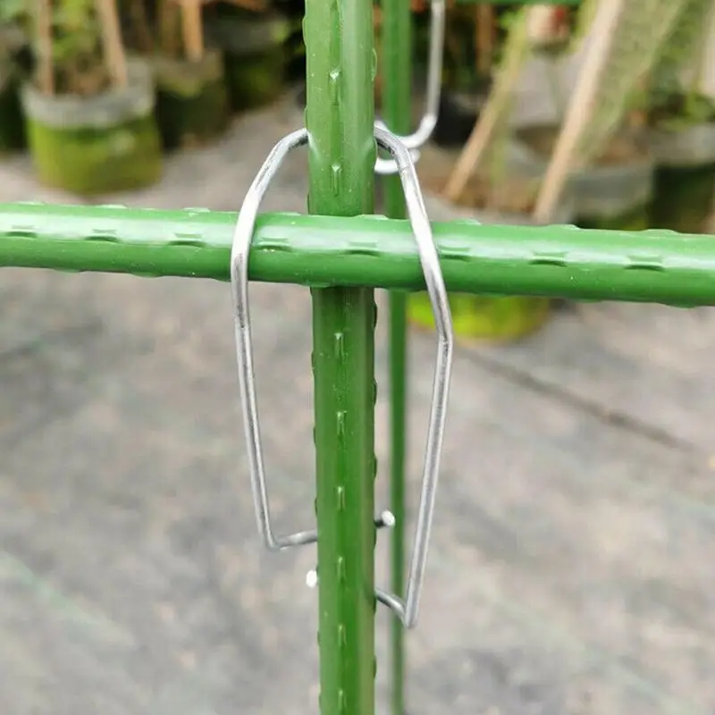 50pcs Plant Bracket Connecting Buckle Gardening Climbing Vine Wrapped Plastic Pipe Steel Fittings Bracket Pole Wire Buckle