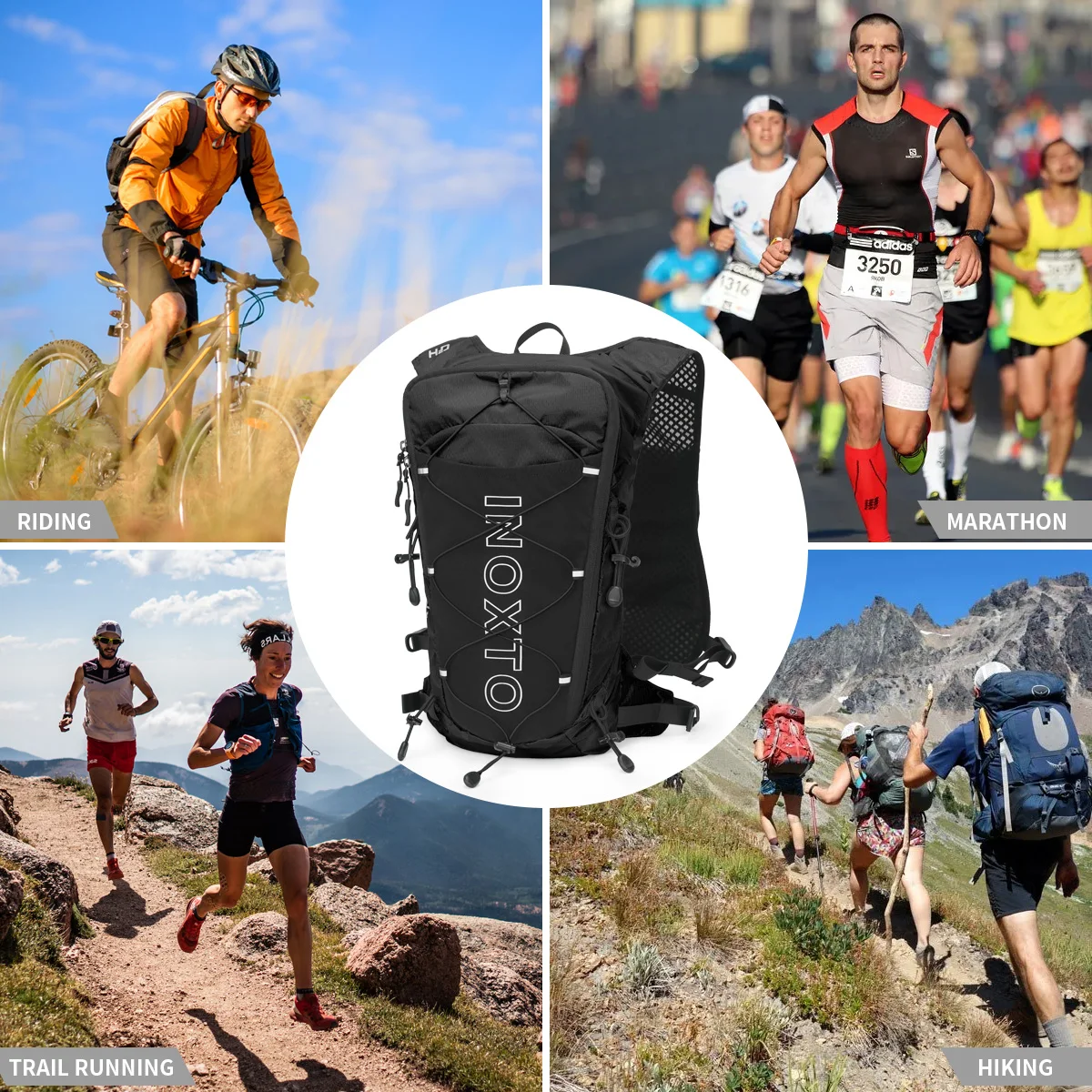 Running Hydrating Vest Backpack 8L, Cycling Hydrating Backpack Hiking Marathon Hydrating, With 2L Water Bag 250ML Water Bottle 2