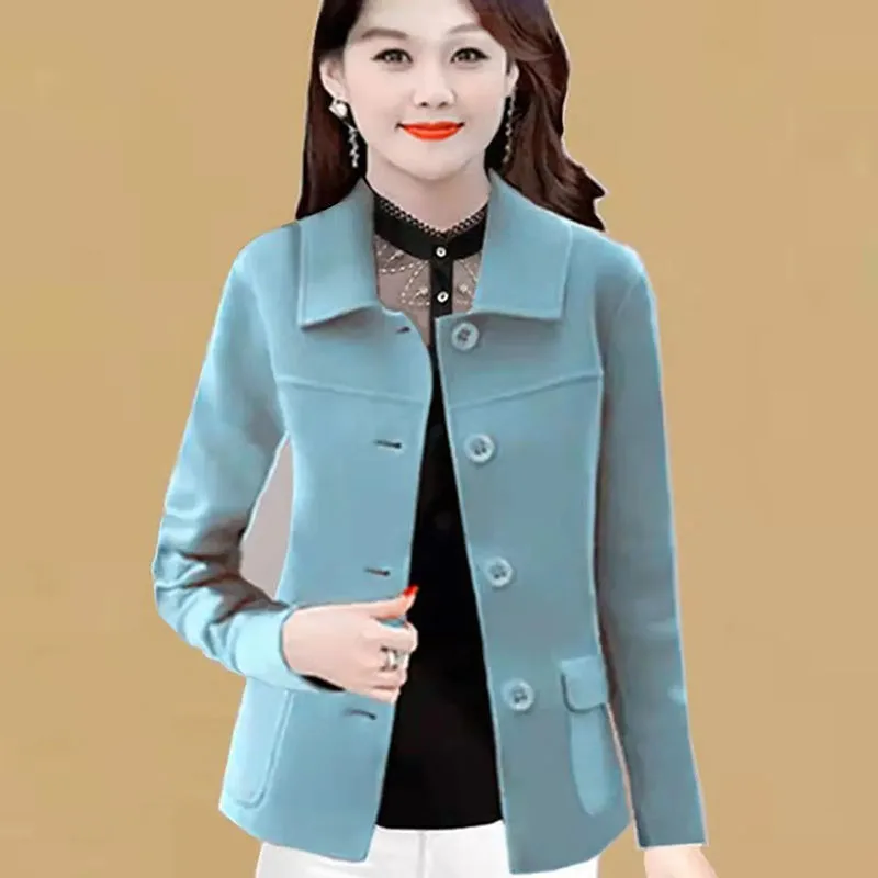 Double Lining Short Casual Woolen Coat Female 2023 Spring And Autumn New Korean Fashion Slim Slimming Woolen Coat FemaleTide 5XL