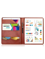 Versatile A4 Leather Business Conference and Travel Document Folder (Brown 1)