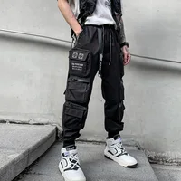 2022 Techwear Style Multi Pockets Cargo Pants Man Vintage Punk Hip Hop Pants Ribbon Casual Joggers Streetwear 1