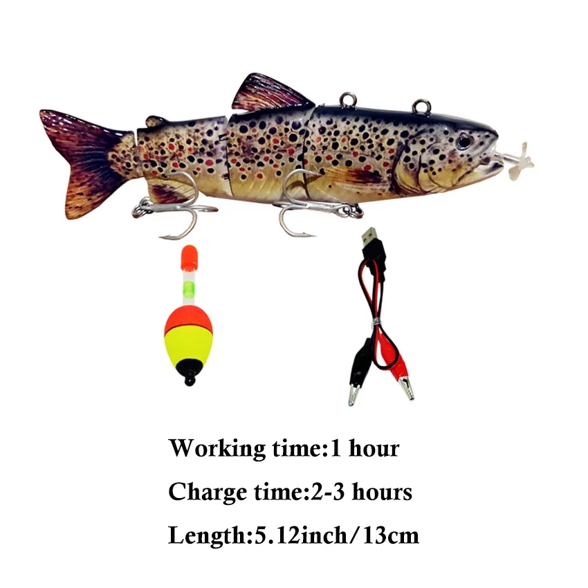Electric Fishing Lure USB Charging Bait 4Section Swimbait Crankbait Pesca  Tackle Vivid Fish