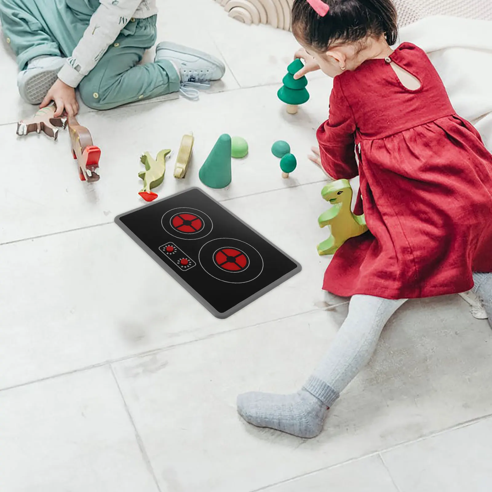 Realistic Induction Cooker Toy Kids Kitchen Appliance Set Light Effects Pretend Play Luminous Model for Toddlers