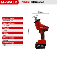מסור רקופרוקטיבי אלחוטי M-WALK 18V מהירות מתכווננת מסור חשמלי לחיתוך עץ מתכת צינור כלי עבודה עבור סוללת Milwaukee 18V Pin 6