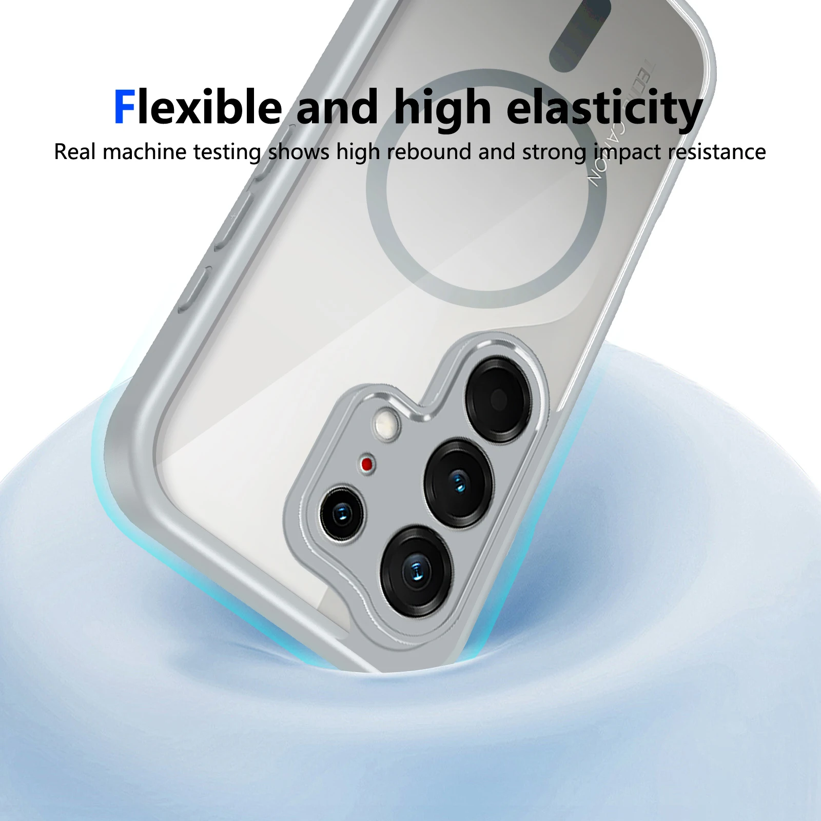 Shockproof Silicone Bumper Clear Back Cover with Hard Matte Finish