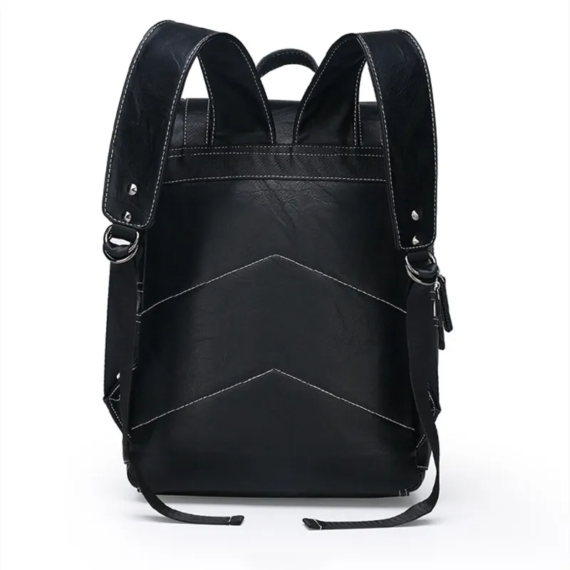 Vintage Large Capacity Men's Backpack PU Leather Man Sports Travel Backpack Anti Theft Laptop Bag Korean School Bags For Boys