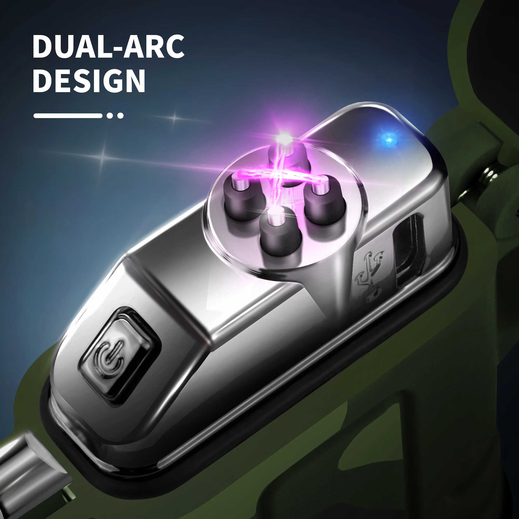 Waterproof USB Charging Electric Lighter Dual Arc Lighter Flameless Plasma Lighter Outdoor Hiking Camping Smoking Accessories 2