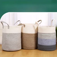 New Home Products Cotton Rope Woven Dirty Cloth Basket Living Room Bedroom Handmade Fabric Storage Basket Toy Storage Bag 1