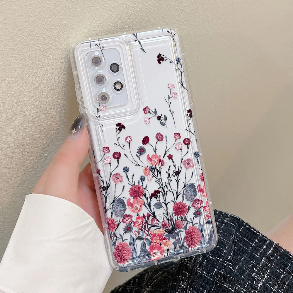 thumbnail image 1 of Clear Flower Case For Samsung A54 5G A53 A52 A51 A50 A05 A34 A33 A32 4G A31 A24 A23 A22 A14 A13 S20 FE S23 Ultra S22 S21 Cover, 1 of 5