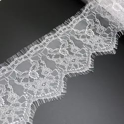 14cm White and Black Lace Fabric - 3 Meters, Webbing Clothing Accessories and Handmade Material (WHITE)