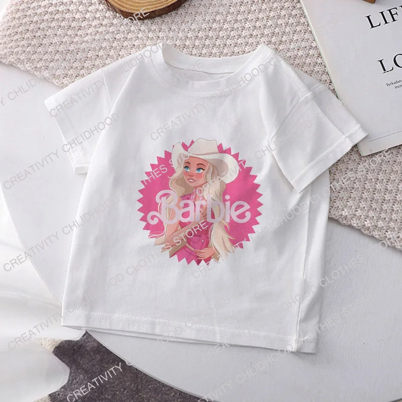 Barbies Kinderen T-Shirt Kawaii Anime Cartoons Kind Jongen Meisje T-Shirts Mode Mooie Grappige Vrijetijdskleding Tops Korte Mouw