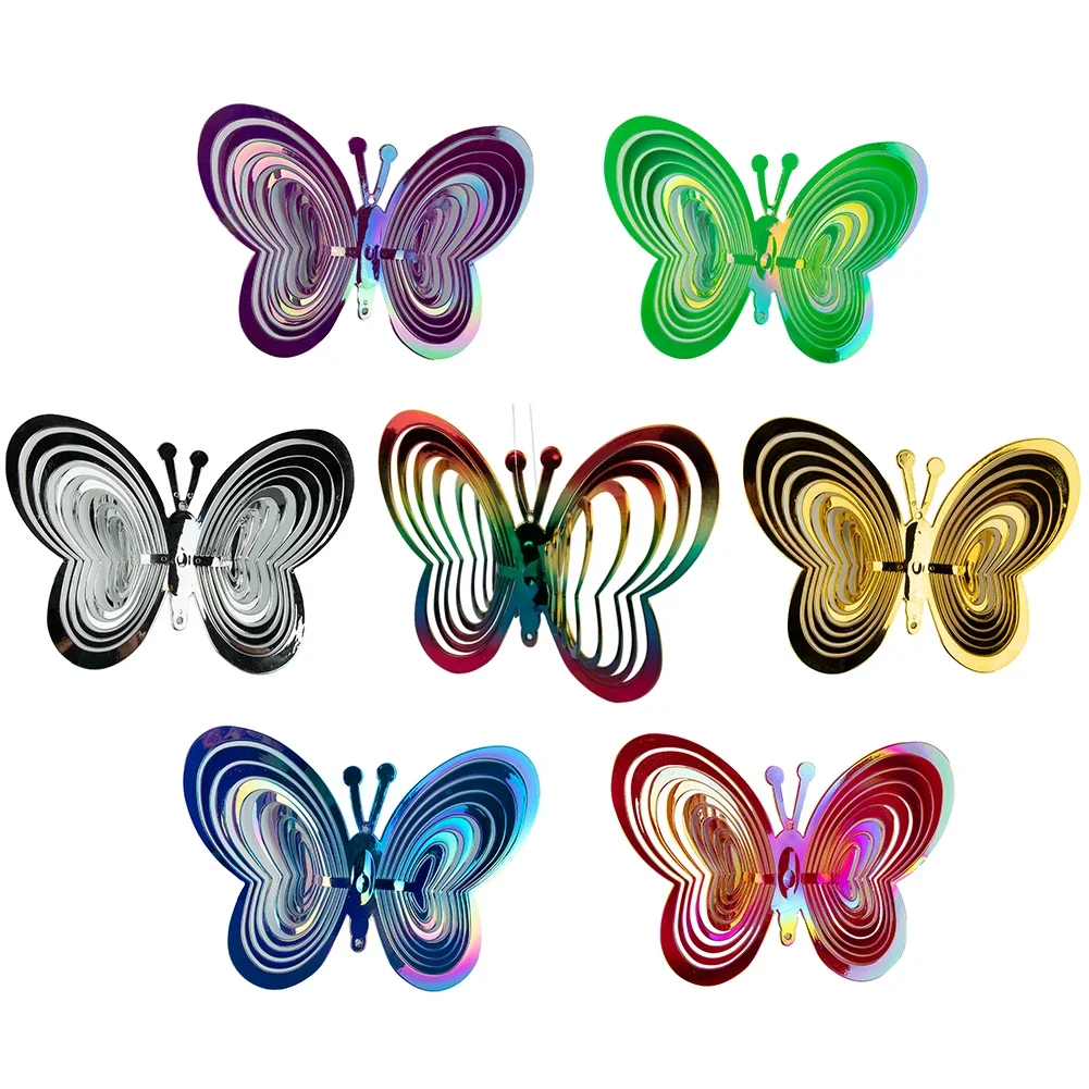 Butterfly Wind Chimes 21.2cm*15cm Metal 3D WindChime Wind Spinner Pinwheel Hanging Chime Outdoor Home Garden Decoration