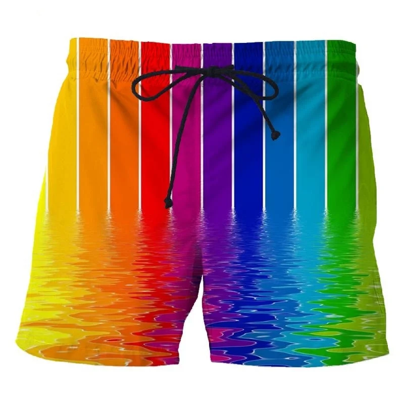 LGBT 레인보우 짧은 바지, 통기성, 다채로운 해변 반바지, 3D 인쇄, 스트리트 패션, 휴가 비치웨어, 수영 트렁크 의류