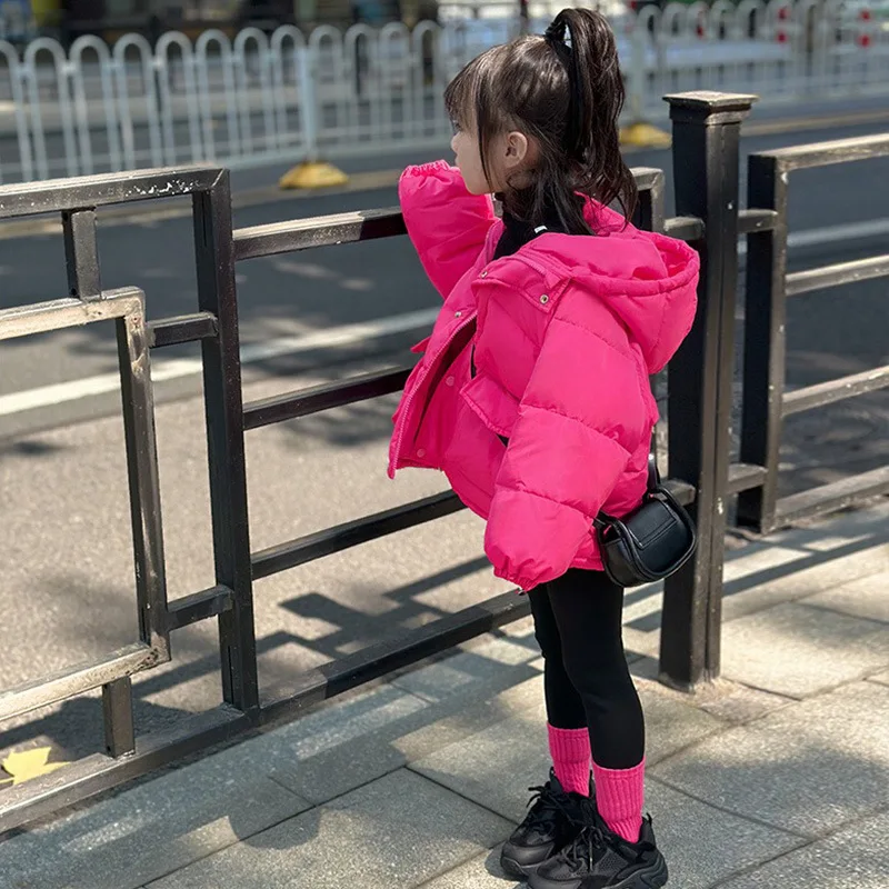 Children's Down cotton jacket girls' short new Korean version bread jacket thickened cotton waterproof Comfortable