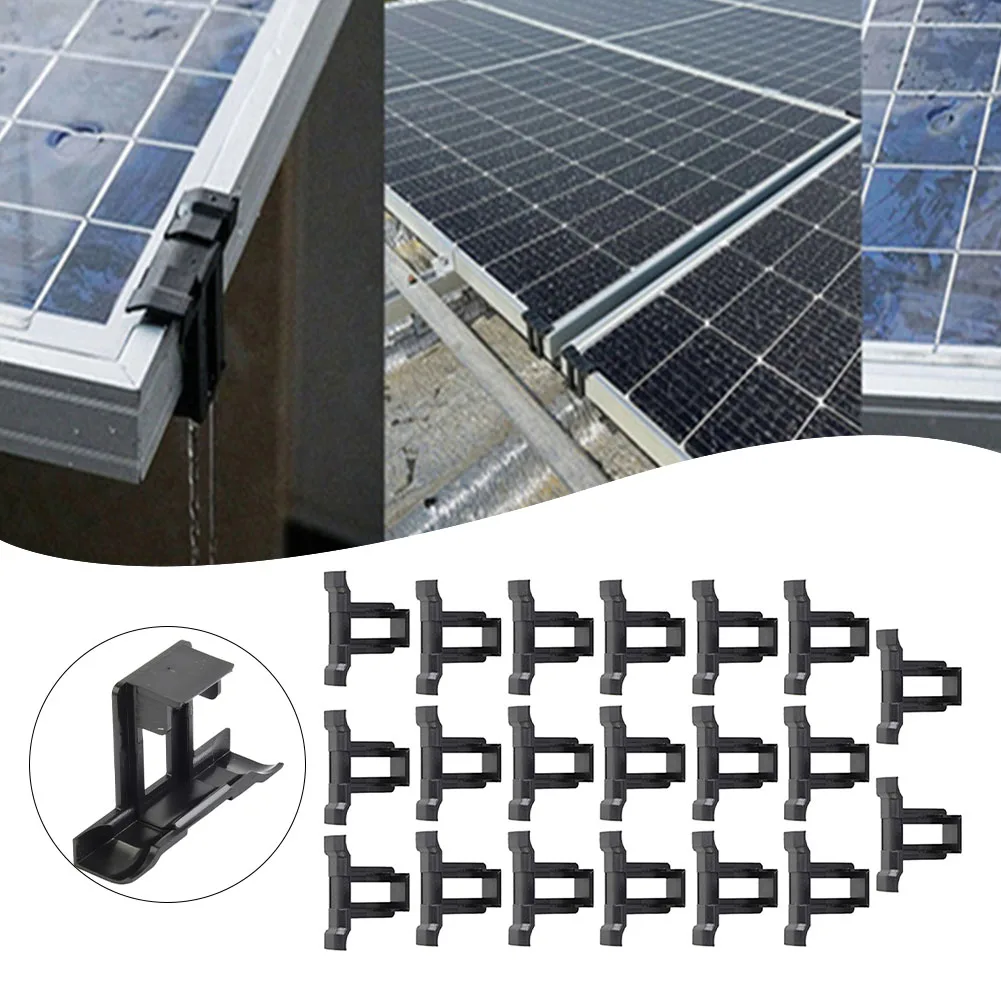 20Pcs Telai Per Pannelli Solari Clip Drenata Con Acqua Spessa 30/35Mm Pannelli Fotovoltaici Rimozione Automatica Della Polvere D'Acqua Piovana Strumen