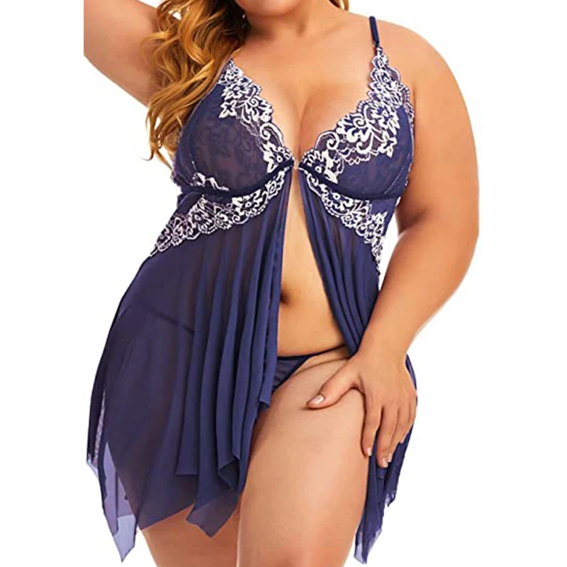 Lingerie Sets Sexy Women Lingerie Sleepwear Plus Size Lace Babydoll Chemise V Neck Nightgown Maternity Negligee S-5XL