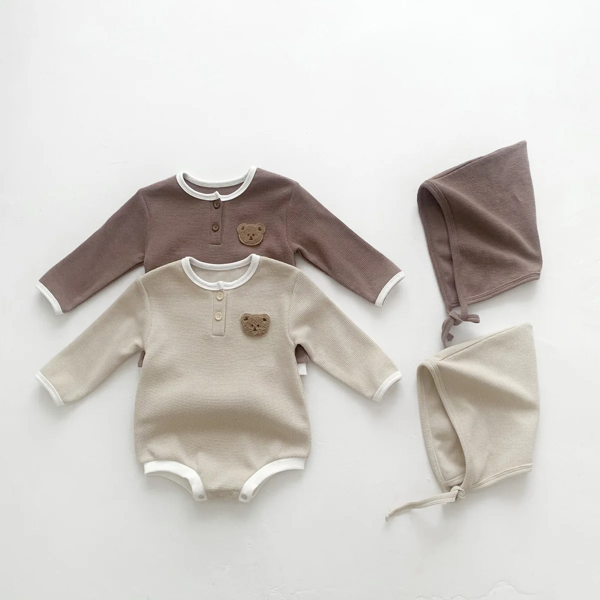 0-2 Years Old Baby Unisex Romper with Hat Autumn Baby Boys Girls Long Sleeved Bodysuit Cotton Newborn Baby Jumpsuit 2