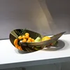 Wood Grain Metal Irregular Winding Fruit Tray, Geometric Art Stainless Steel Tray, Dining Table Decoration Storage Tray 4