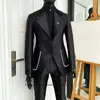 Bright Diamond Wedding Suits For Men Notched Lapel Male Prom Blazers Hombre Customized Groom Tuxedos 2 Pieces Sets Costume Homme 1