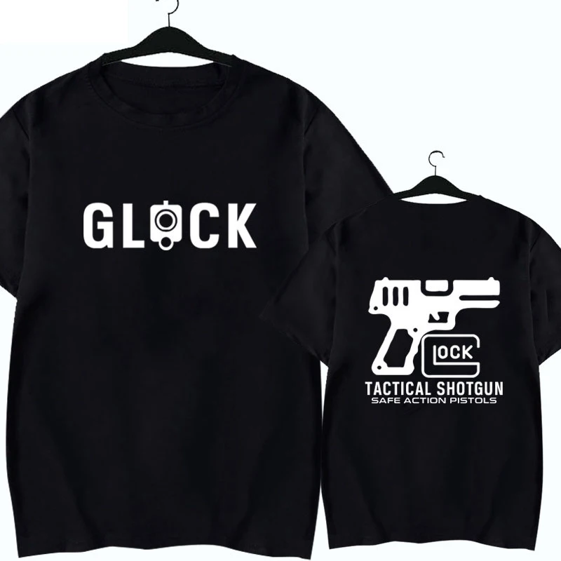 Men's Graphic Glock T-Shirt Cotton Sweat Wicking Breathable High Quality Casual Tee for Tactical Shotgun Fans Streetwear