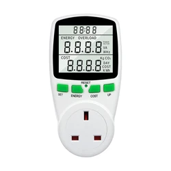 Universal LCD Power Meter Socket Electric Tester & Energy Analyzer (UK Plug)