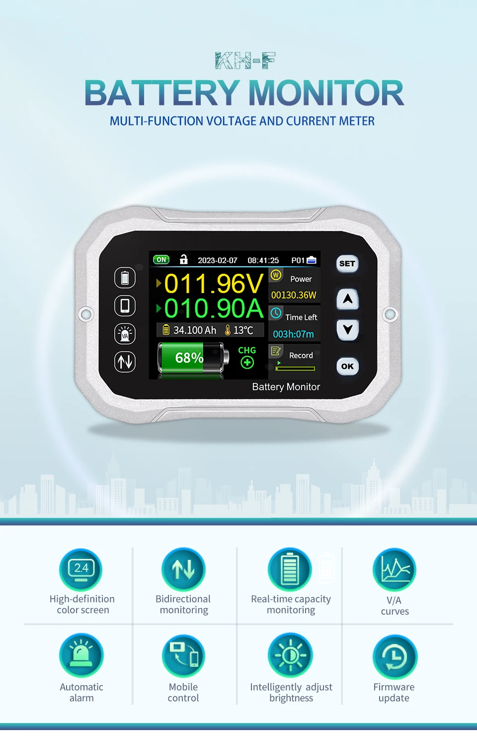 Bluetooth Battery Monitor KH110F KH140F KH160F Voltage And Current Tester Capaci