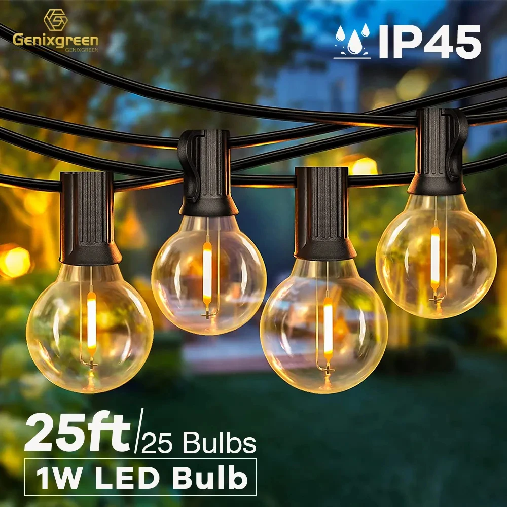 25Ft Outdoor Globe G40 Led String Light Ip44 Waterpoof Dimmerabile Decorazione Di Nozze Per Feste Collegabile Eu Plug Garland Fairy Light