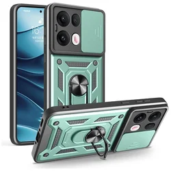 Shockproof Armor Case with Slide Camera Protection and Ring Holder for OPPO A5 PRO 5G (Green)