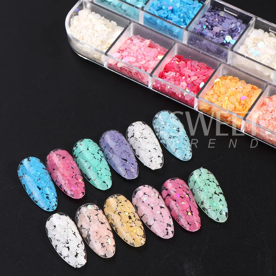 Mermaid Macaron Flakes Nail Glitter Holographic Hexagon Sequin Candy Color Paillette DIY Charm Summer Decoration Slices Spangles
