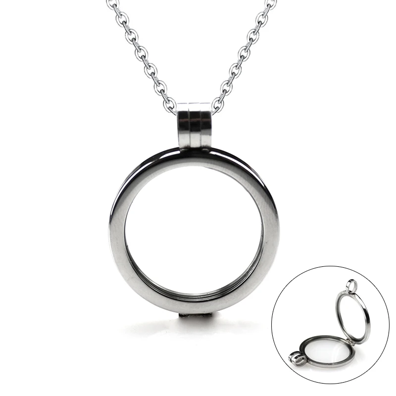 

1PC Stainless Steel Glass Living Memory Photo Relicario Locket Pendant Floating Chams Picture Necklaces For Women Gift Jewelry