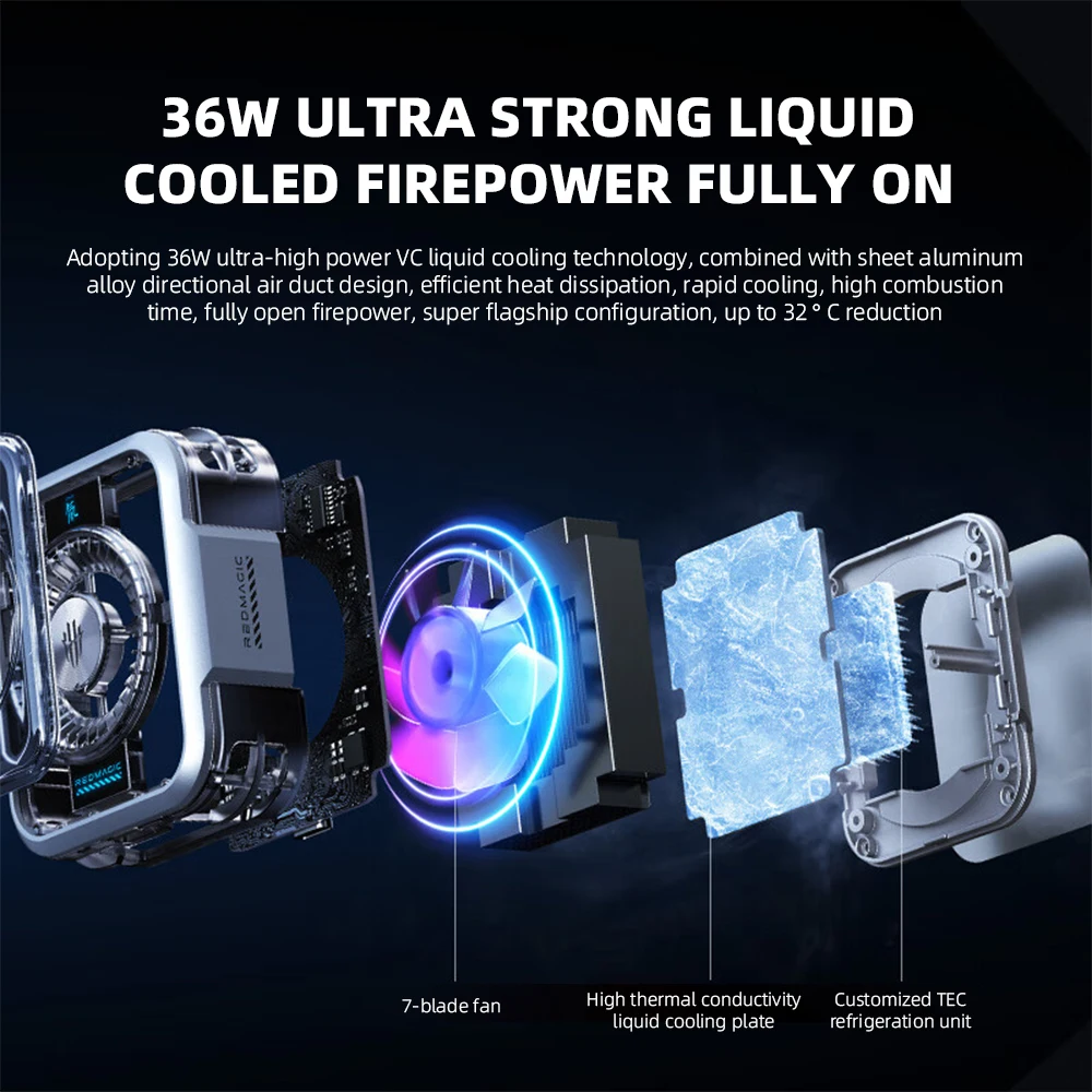 누비아 레드매직 쿨러 5 프로 마그네틱 폰 쿨러 게이밍 폰용 고속 냉각 팬 저소음 아이폰 안드로이드 호환