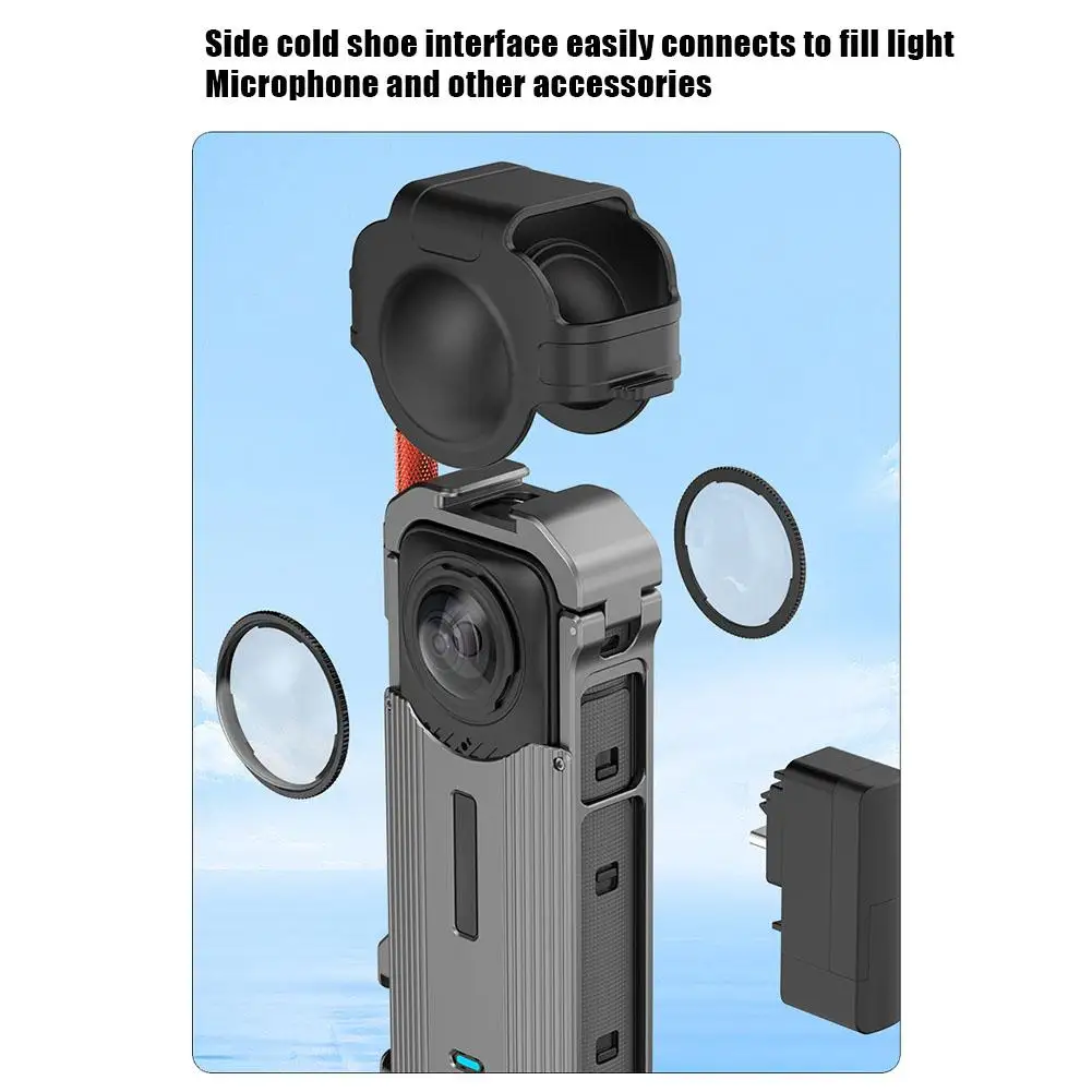 Metal Rabbit Cage Magnetic Frame Heat Accessories Protective Dissipation Sports Expansion Case for Insta360 X4 Camera Camer L1O9