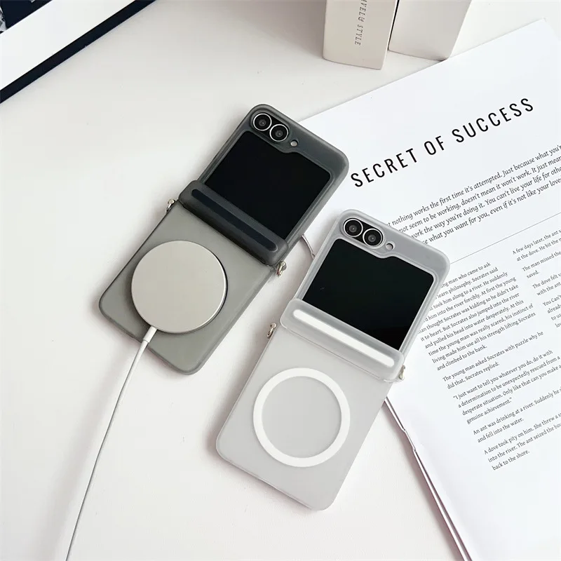 Luxury Solid Color Magnetic Folding Phone Case - Clear Matte Shockproof Hard Cover