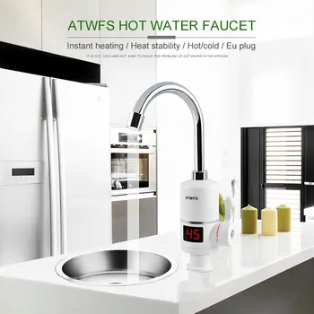 ATWFS 인스턴트 온수기 탭 급수기 3000w 전기 수도꼭지 온도 디스플레이를위한 빠른 순간 온도 조절기