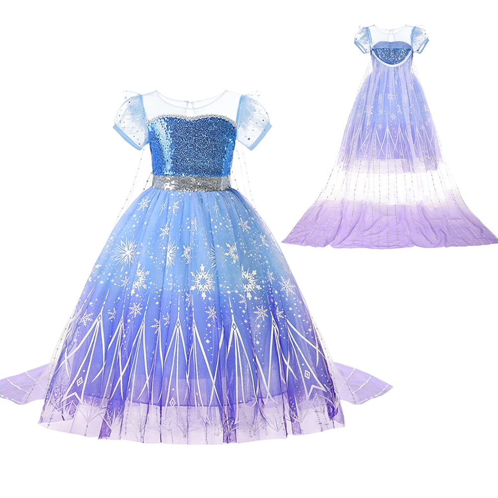 thumbnail image 1 of Disfraz de Elsa de Frozen de Disney para niña, vestido de fiesta de cumpleaños de lujo, disfraz de Halloween, Carnaval, 1 of 5