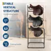 Heavy Duty 3 Tier Freestanding Saddle Rack Stand, 76cm x 76cm x 173cm Rotatable & Removable Arms, Horse Tack Organizer for English & Western Saddles, Blankets & Gear, Black Stable Storage