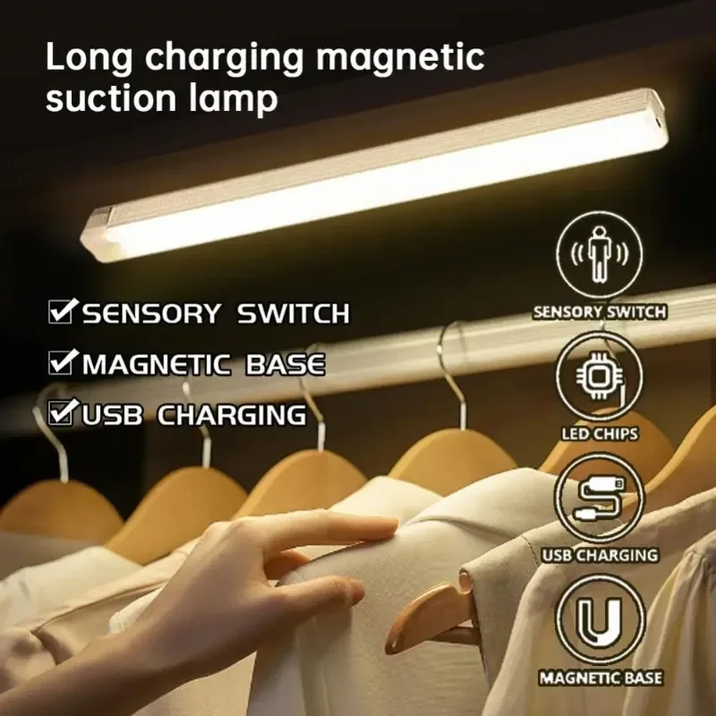 Motion Sensor LED Night Light, Wireless USB Rechargeable Cabinet Lighting for Kitchen, Home, Room Decor, Indoor Storage,