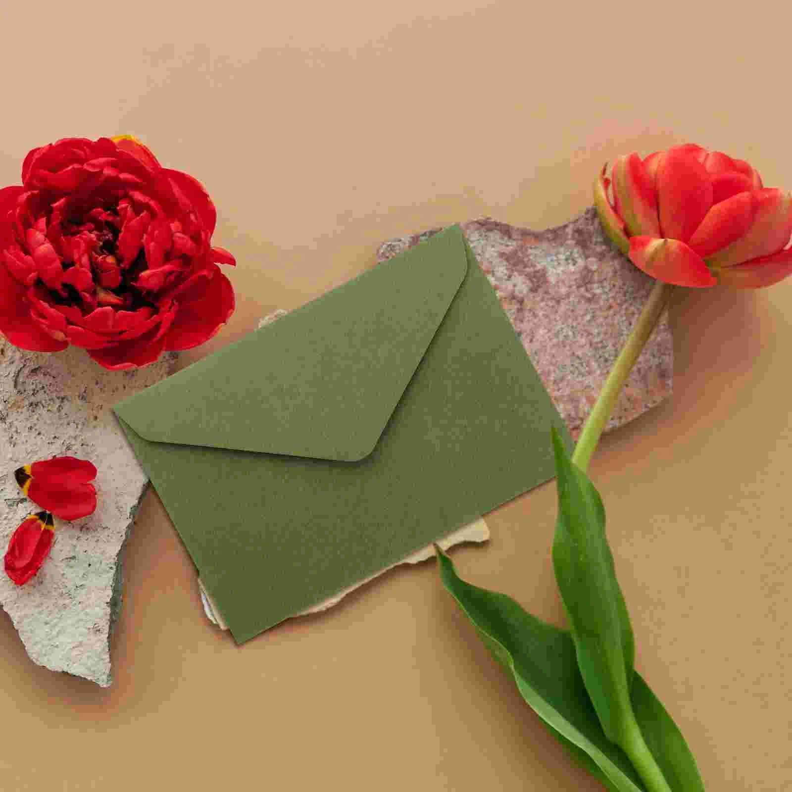 Kraft Paper Envelopes Mailing Envelopes 40pcs Retro 120g Thick Triangle Envelope Wedding Card Grass Green Invitations Paper Envelopes Printing Products Vintage envelope kraft paper envelopes,mailing envelopes
