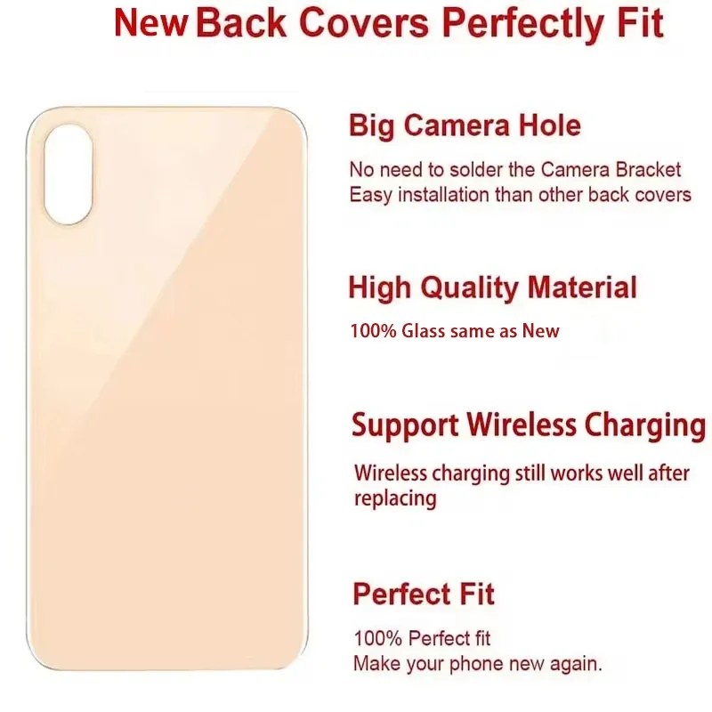 Glass Phone Back Cover For iPhone 12 Pro Max Back Glass Panel Battery Cover Replacement Parts Big Size Hole Camera Rear Door Housing Case