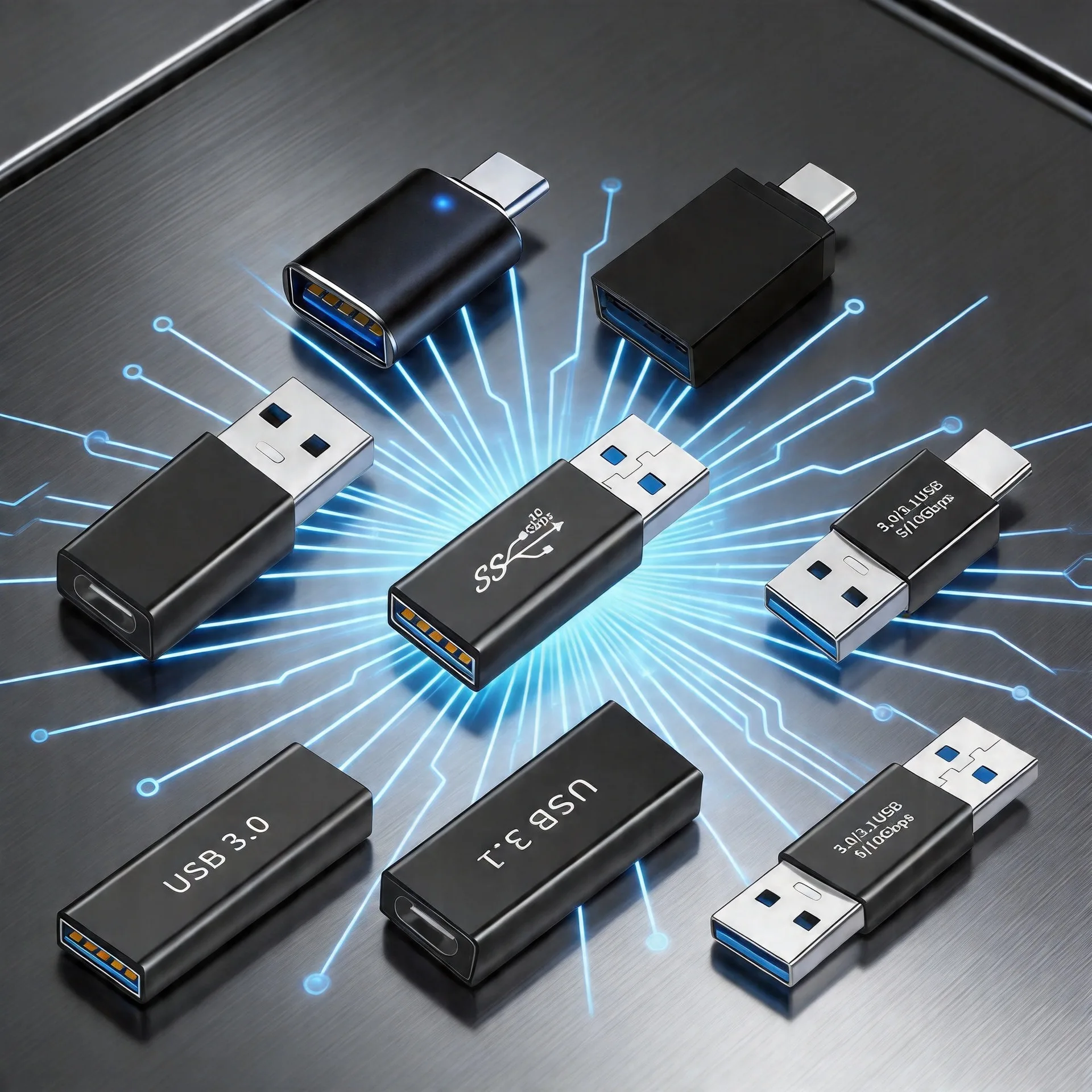 휴대폰/컴퓨터/자동차용 8팩 어댑터 세트 ? 충전, 데이터 전송 및 USB 드라이브 읽기 지원