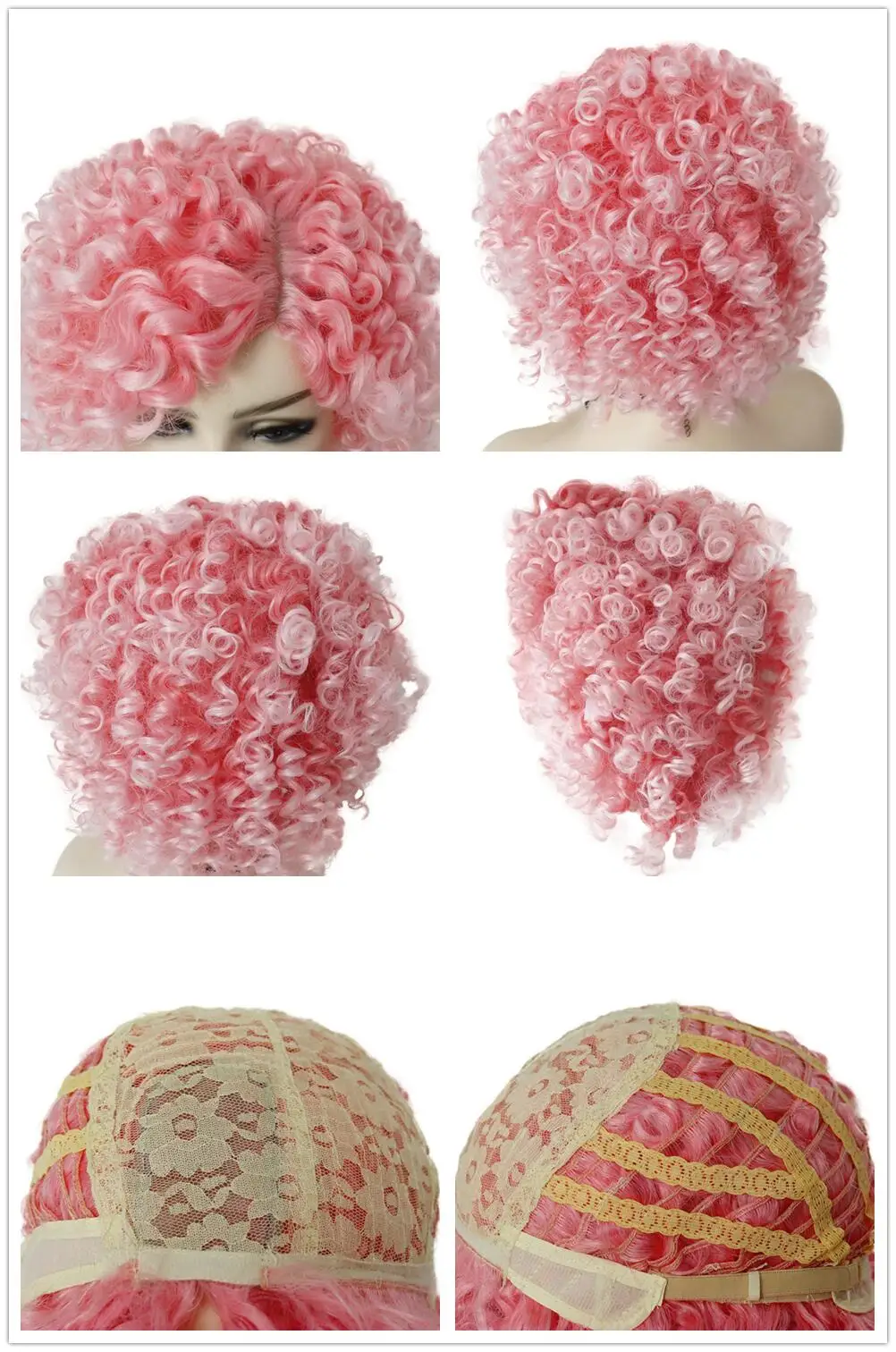 Synthetic African American Wig Natural Synthetic Short Afro Kinky Curly Wig Female Hair Ombre Brown Waving Wig for Woman Sale