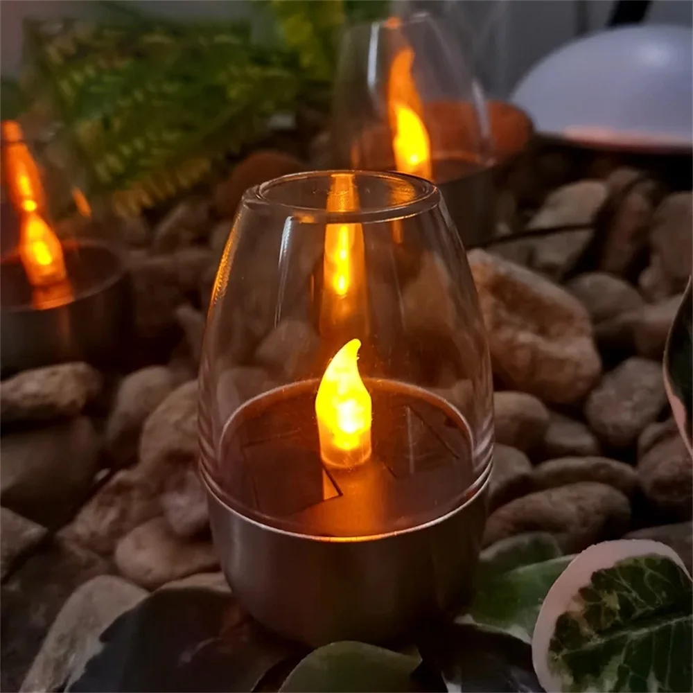 Solar Candle Lights Outdoor Waterproof Flameless LED Tea Light Candles for  Garden Cemetery Christmas Wedding Decoration Lantern