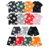 DENIM TEARS New Fashion Men's Women's Same Kapok Foam Printing Short-sleeved T-shirt with Shorts Set 1