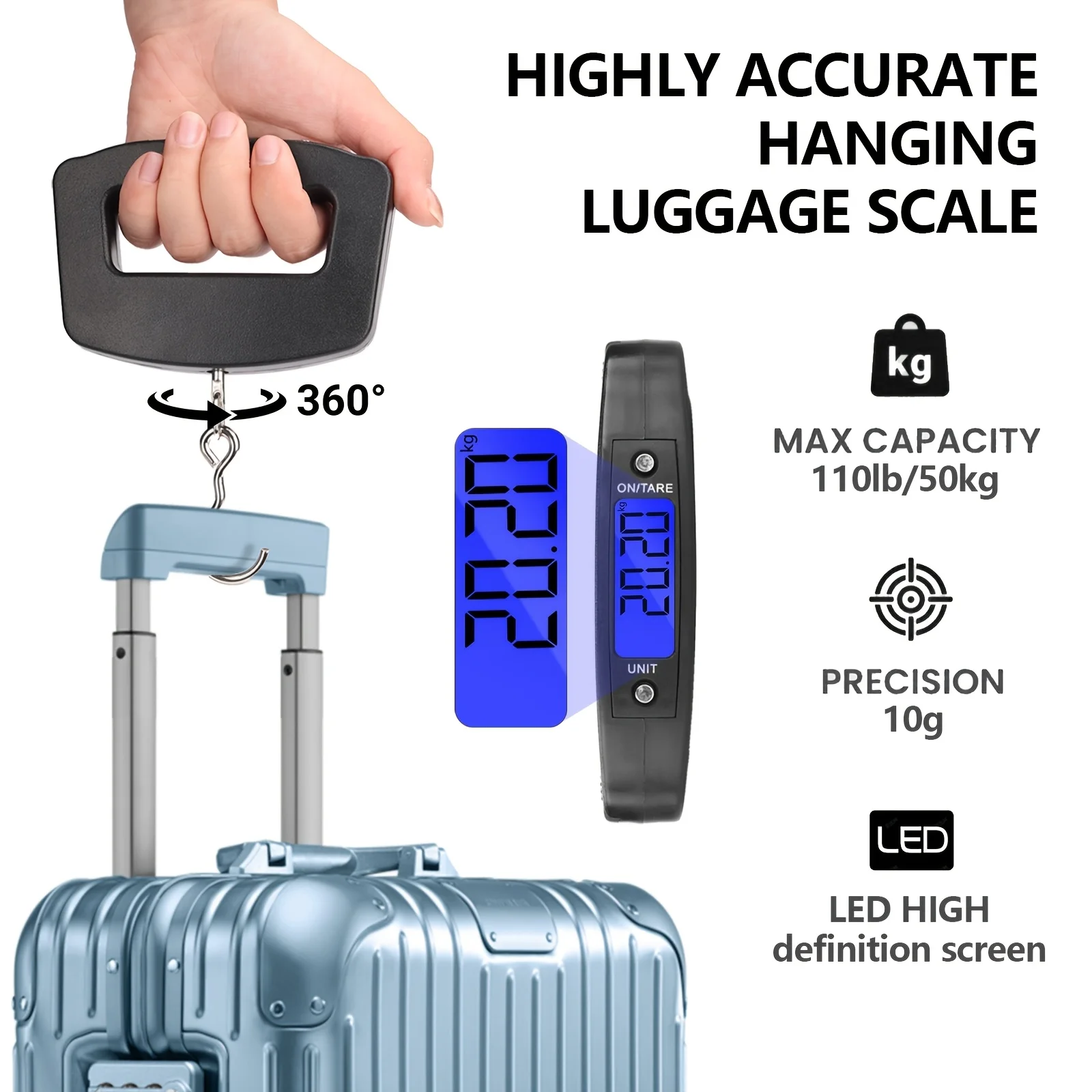 High-Precision Portable Digital Luggage Scale with LCD Display