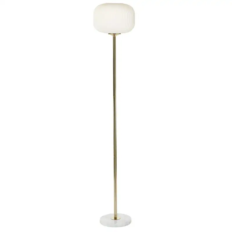 

64" White Floor Lamp with White Glass Shade