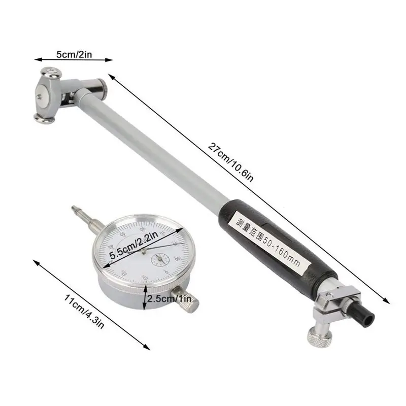 WF-50-160Mm 0.01Mm 다이얼 보어 게이지 정밀 스케일 홀 인디케이터 엔진 실린더 마이크로미터 측정 도구 테스터